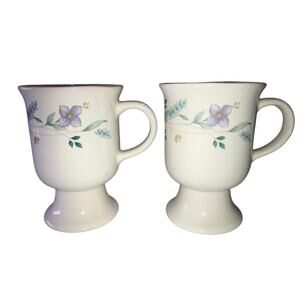 Pfaltzgraff USA, Set of 2 Footed Pedestal Tea/Coffee Mugs/Cups April Violets